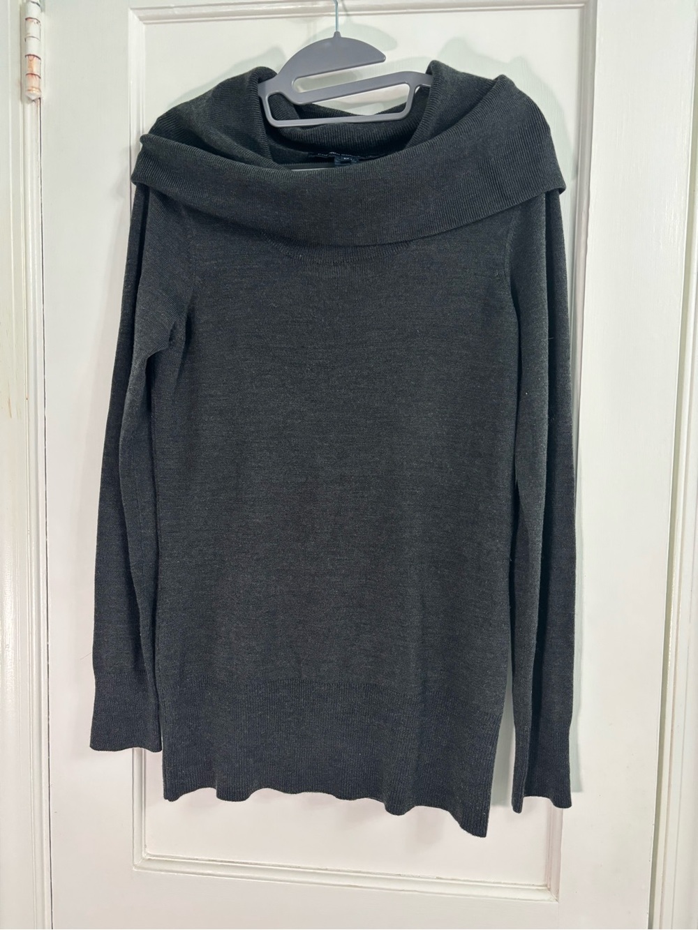 French Connection Charcoal Fold-Over Cowl Sweater